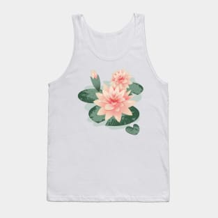 Water lily flowers with bud in water lily pond Tank Top